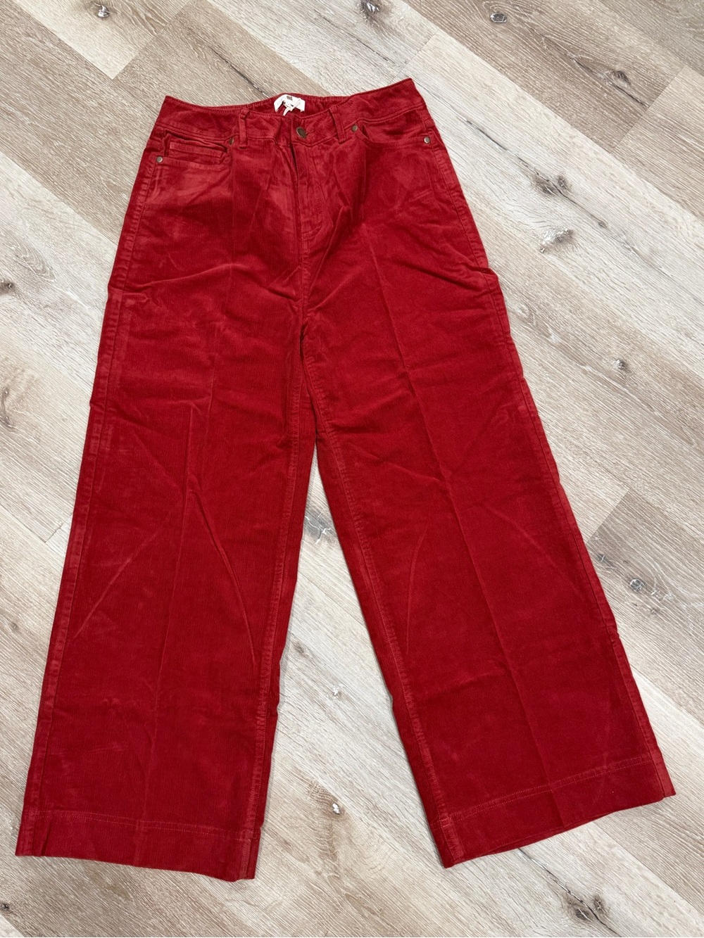NWT Ann Mashburn Wide Leg Cropped 5 Pocket Pant in Rust Stretch Cord Size 28